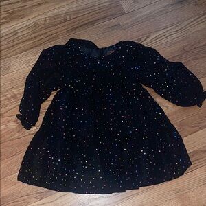 Cat & Jack Black Dress with Colorful Polka Dots sheer long sleeves 4t